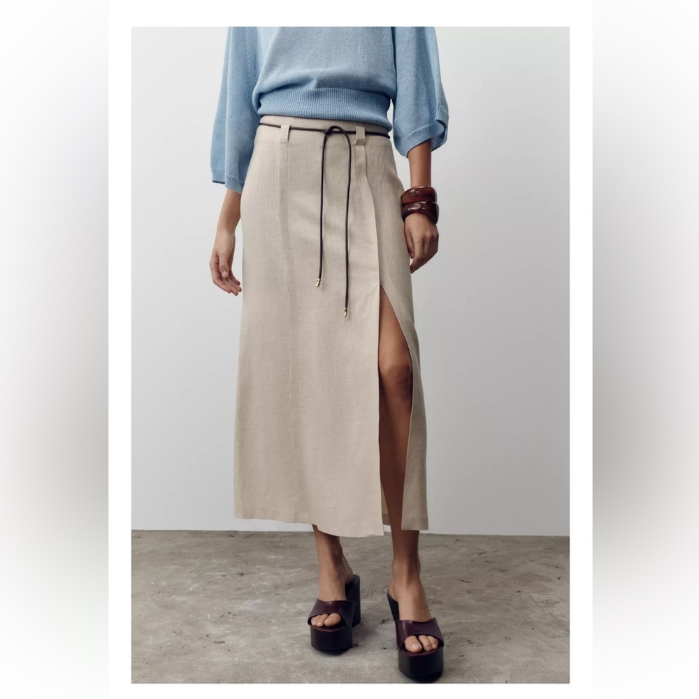 💫 Zara Maxi Skirt with Belt - NEW 💫 - Picture 9 of 14